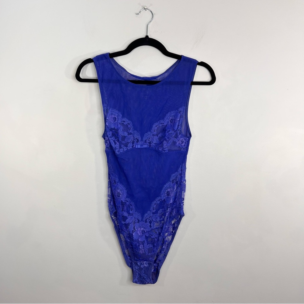 NWT 80s 90s Malizia La Perla Italian lace one piece sheer teddy bodysuit 34 / M - Picture 4 of 16